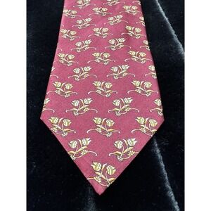 Dormeuil Tie Mens One Size Red Yellow Floral Silk Paris London Elegant Necktie